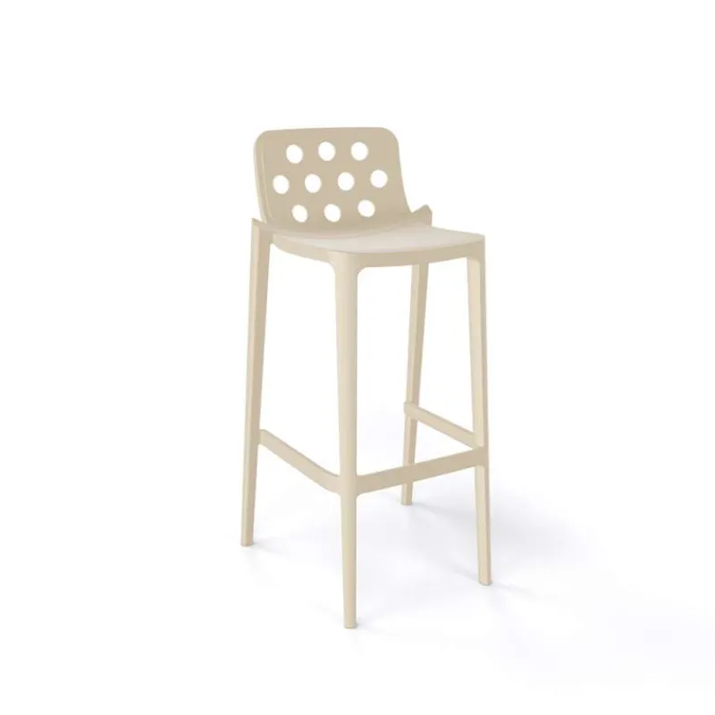 Isidoro Tabouret de bar d'extérieur moderne empilable avec dossier ronds ajourés* Tabouret De Bar (assise +/- 80 Cm)