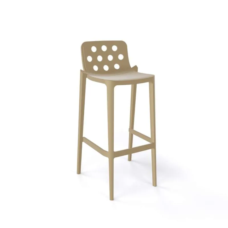 Isidoro Tabouret de bar d'extérieur moderne empilable avec dossier ronds ajourés* Tabouret De Bar (assise +/- 80 Cm)
