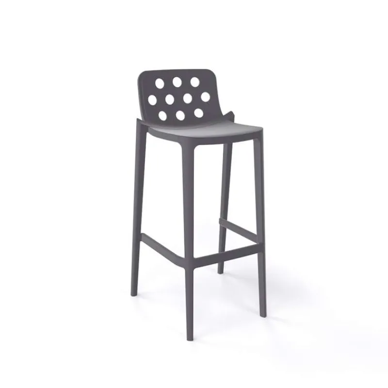 Isidoro Tabouret de bar d'extérieur moderne empilable avec dossier ronds ajourés* Tabouret De Bar (assise +/- 80 Cm)