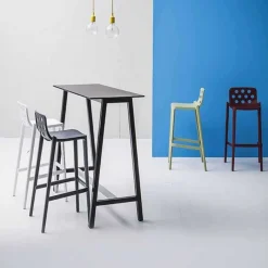 Isidoro Tabouret de bar moderne empilable avec dossier ronds ajourés* Tabouret De Bar (assise +/- 80 Cm)