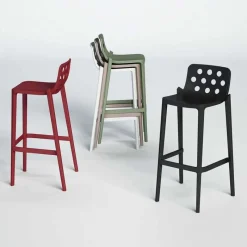 Isidoro Tabouret de bar moderne empilable avec dossier ronds ajourés* Tabouret De Bar (assise +/- 80 Cm)