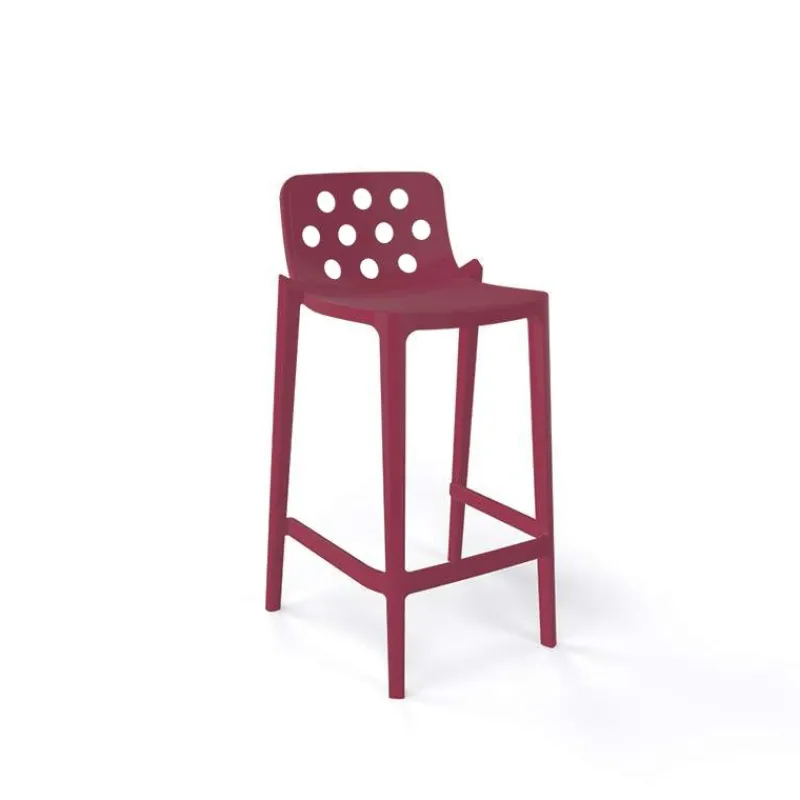 Isidoro Tabouret snack moderne empilable avec dossier ronds ajourés* Tabouret Snack (assise +/- 65 Cm)|Tabouret De Bar (assise +/- 80 Cm)