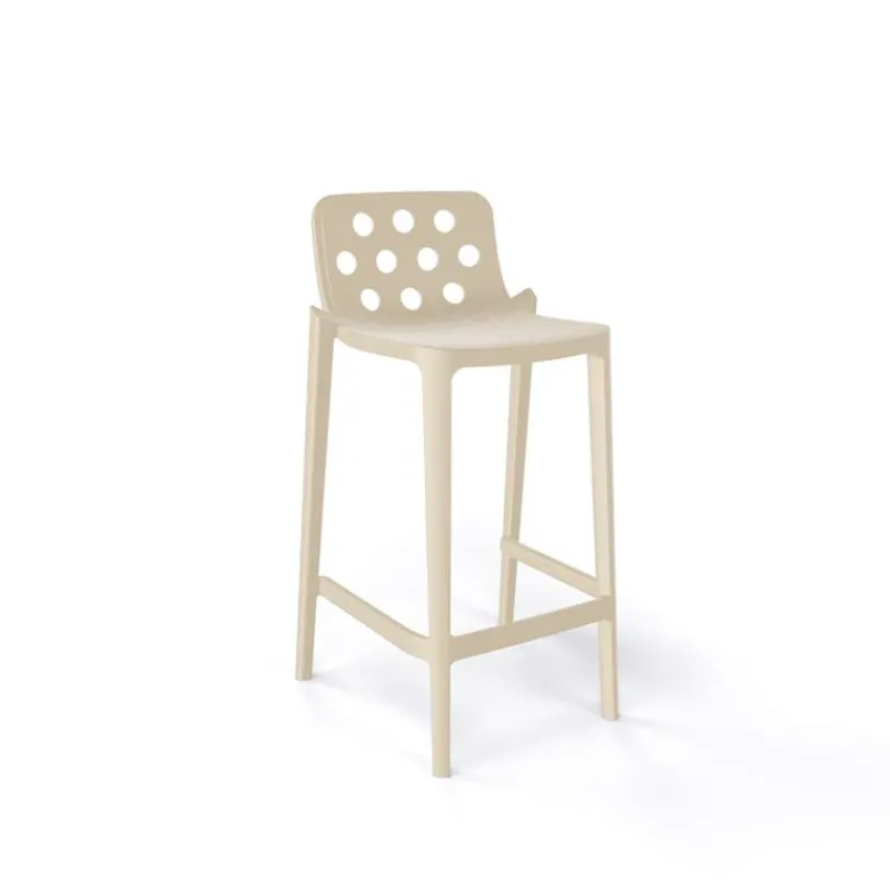 Isidoro Tabouret snack moderne empilable avec dossier ronds ajourés* Tabouret Snack (assise +/- 65 Cm)|Tabouret De Bar (assise +/- 80 Cm)