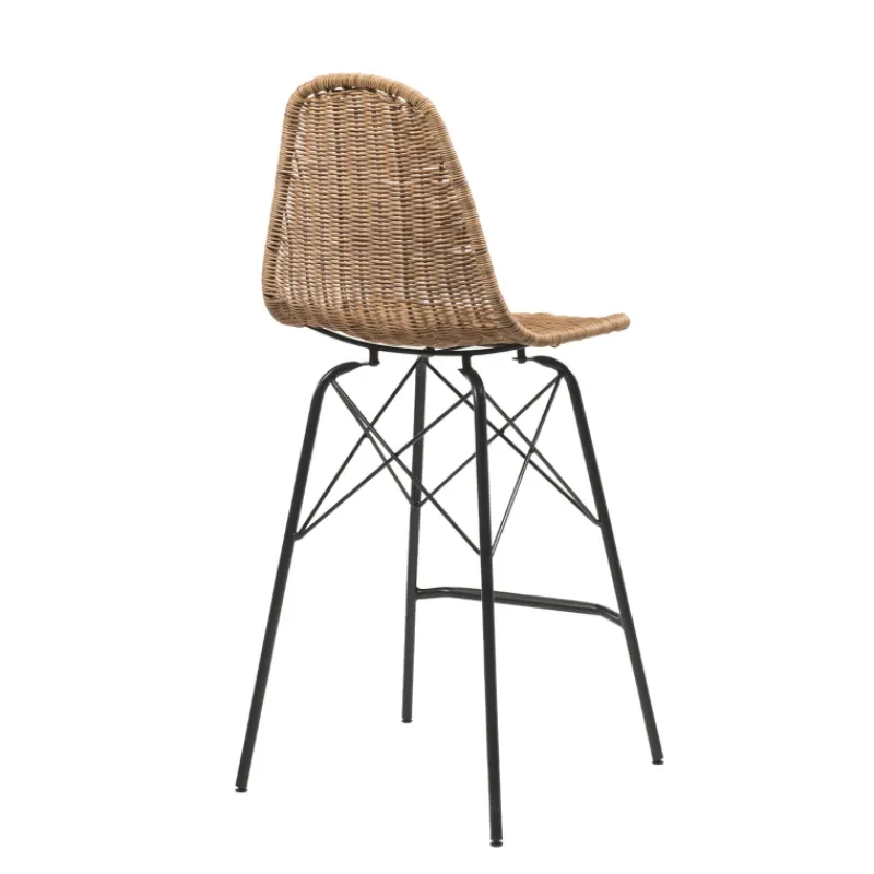 JavaTabouret tressé ethnique avec pieds Eiffel* Tabouret Snack (assise +/- 65 Cm)|Tabouret De Bar (assise +/- 80 Cm)
