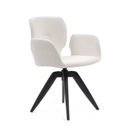 Mobitec Jeanne ® Fauteuil pivotant tendance en tissu et pieds bois* Chaise De Bureau|Chaise De Salle à Manger