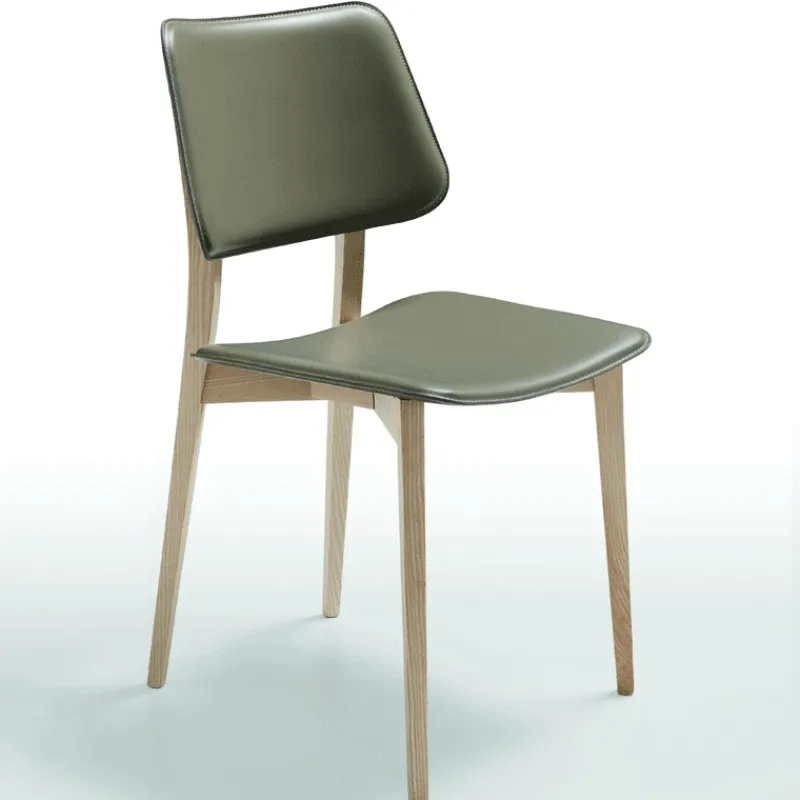 Midj Joe ® Chaise vintage en croûte de cuir et bois* Chaise De Salle à Manger