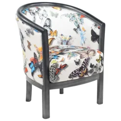 Paget Julien Fauteuil tonneau pour salon fabrication française en tissu et bois massif* Fauteuil De Salon