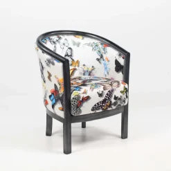 Paget Julien Fauteuil tonneau pour salon fabrication française en tissu et bois massif* Fauteuil De Salon