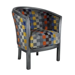 Paget Julien Fauteuil tonneau pour salon fabrication française en tissu et bois massif* Fauteuil De Salon