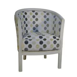 Paget Julien Fauteuil tonneau pour salon fabrication française en tissu et bois massif* Fauteuil De Salon