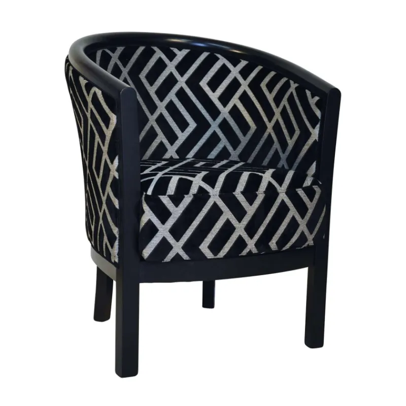 Paget Julien Fauteuil tonneau pour salon fabrication française en tissu et bois massif* Fauteuil De Salon