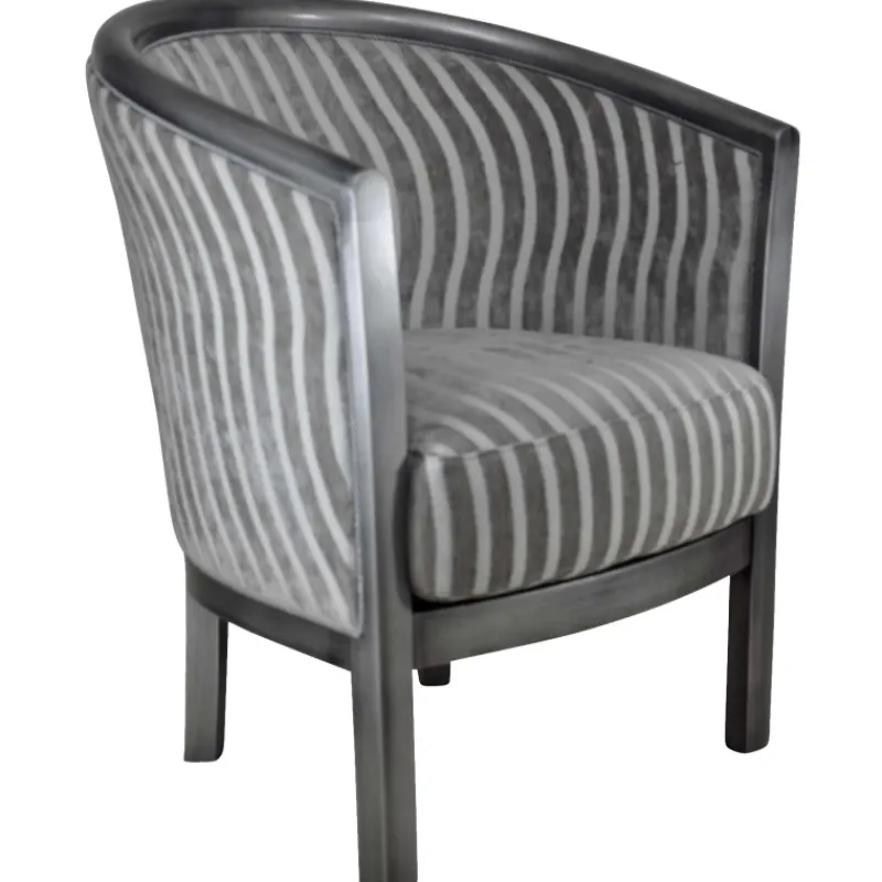 Paget Julien Fauteuil tonneau pour salon fabrication française en tissu et bois massif* Fauteuil De Salon