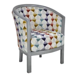 Paget Julien Fauteuil tonneau pour salon fabrication française en tissu et bois massif* Fauteuil De Salon