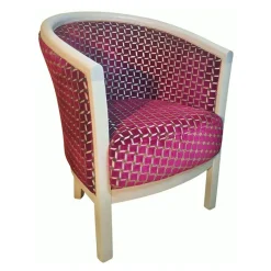 Paget Julien Fauteuil tonneau pour salon fabrication française en tissu et bois massif* Fauteuil De Salon
