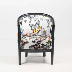 Paget Julien Fauteuil tonneau pour salon fabrication française en tissu et bois massif* Fauteuil De Salon
