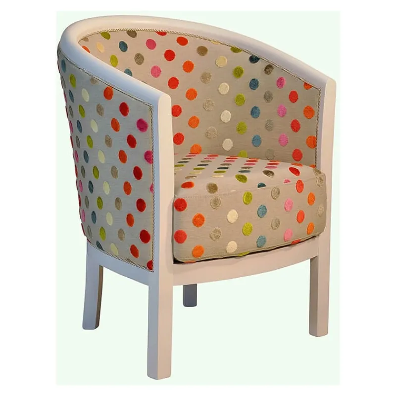 Paget Julien Fauteuil tonneau pour salon fabrication française en tissu et bois massif* Fauteuil De Salon