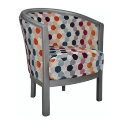 Paget Julien Fauteuil tonneau pour salon fabrication française en tissu et bois massif* Fauteuil De Salon