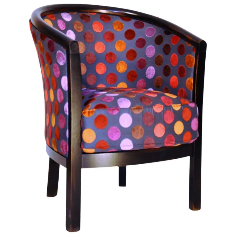 Paget Julien Fauteuil tonneau pour salon fabrication française en tissu et bois massif* Fauteuil De Salon