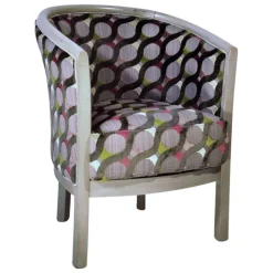 Paget Julien Fauteuil tonneau pour salon fabrication française en tissu et bois massif* Fauteuil De Salon
