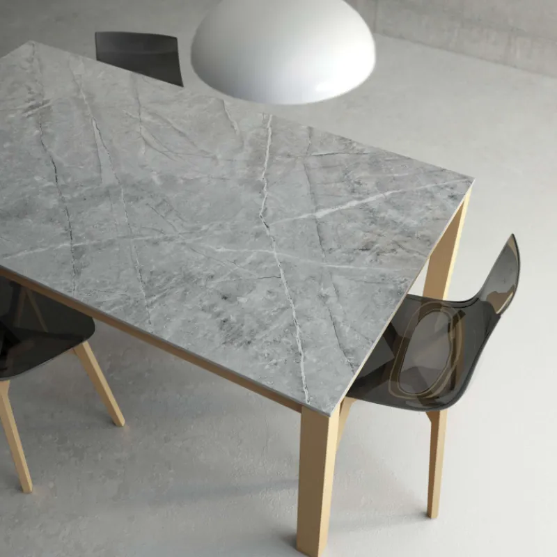 Cancio Lakera Table en Dekton avec pieds en bois massif* Table De Cuisine|Table De Salle à Manger