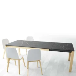 Cancio Lakera Table en Dekton extensible avec pieds en bois massif* Table De Cuisine|Table De Salle à Manger