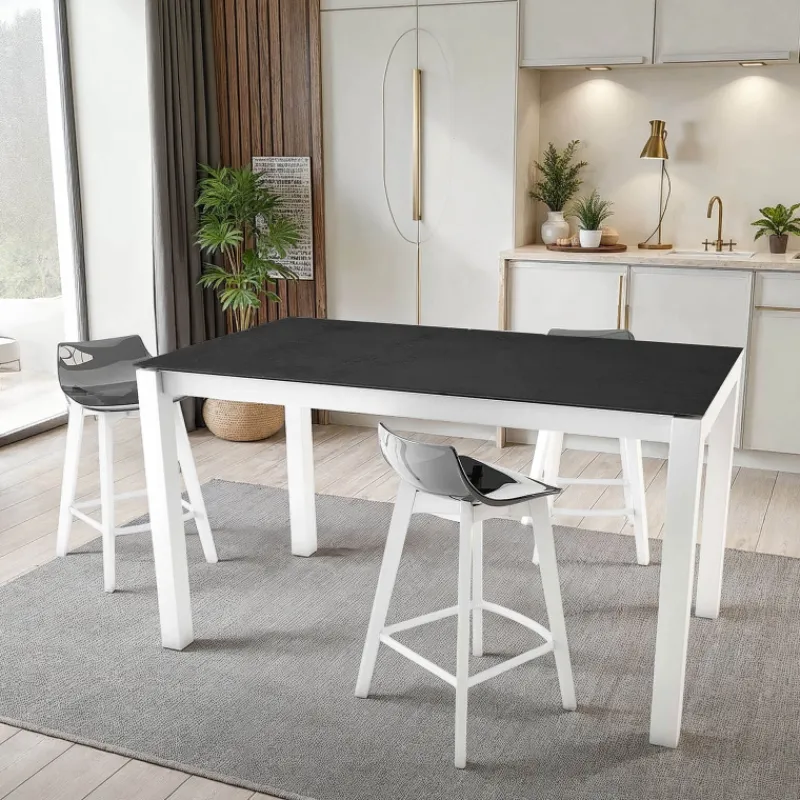 Cancio Lakera Table snack en Dekton rectangulaire extensible avec pieds en métal* Table De Cuisine