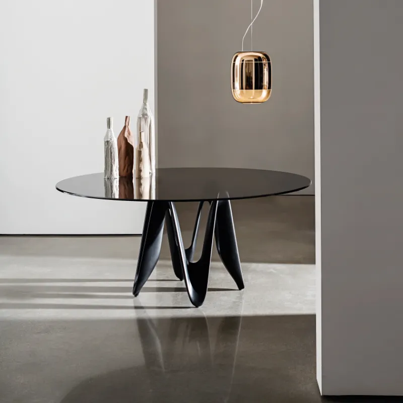 Sovet Italia Lambda Sovet® Table ronde design en verre* Table De Salle à Manger