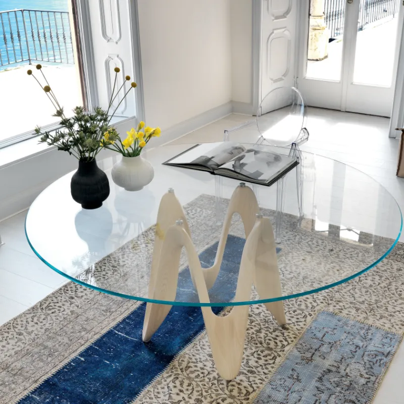 Sovet Italia Lambda Sovet® Table ronde design en verre* Table De Salle à Manger
