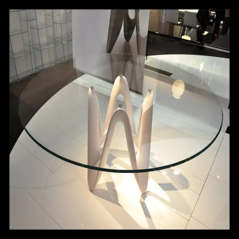 Sovet Italia Lambda Sovet® Table ronde design en verre* Table De Salle à Manger