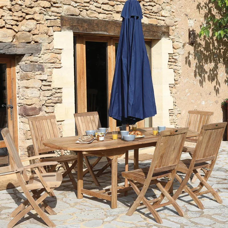 Medicis LandryTable de jardin ovale en teck extensible* Table De Jardin