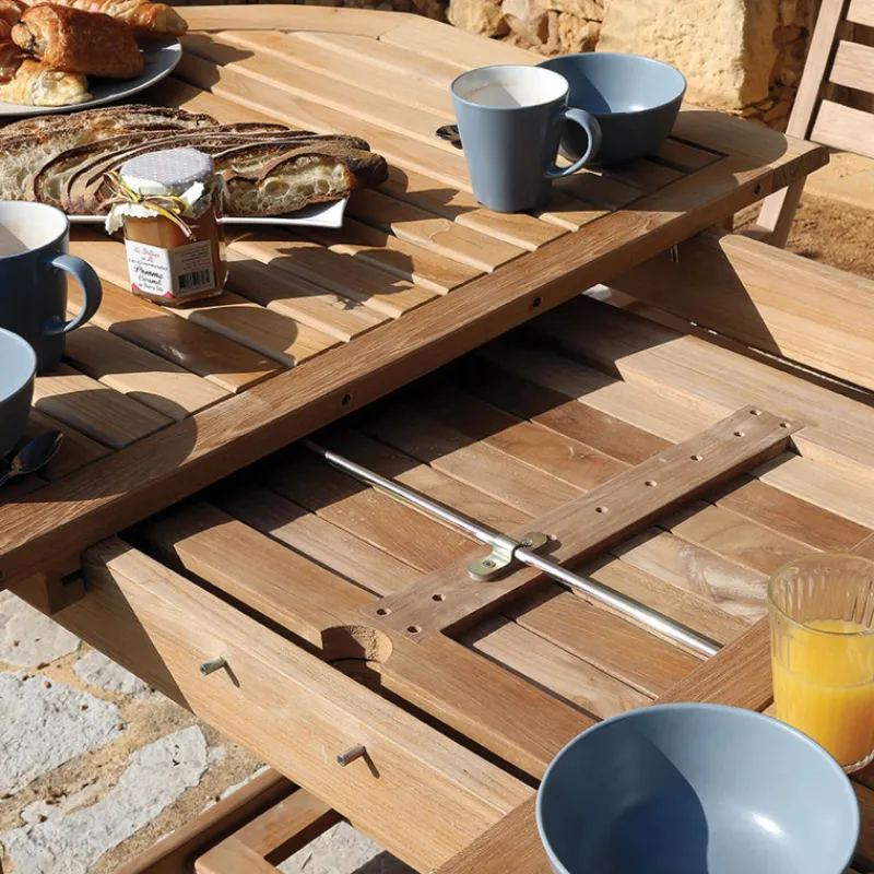 Medicis LandryTable de jardin ovale en teck extensible* Table De Jardin