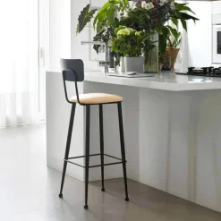Jayso Lanuza Tabouret haut pour cuisine en métal et assise rembourrée* Tabouret Snack (assise +/- 65 Cm)|Tabouret De Bar (assise +/- 80 Cm)