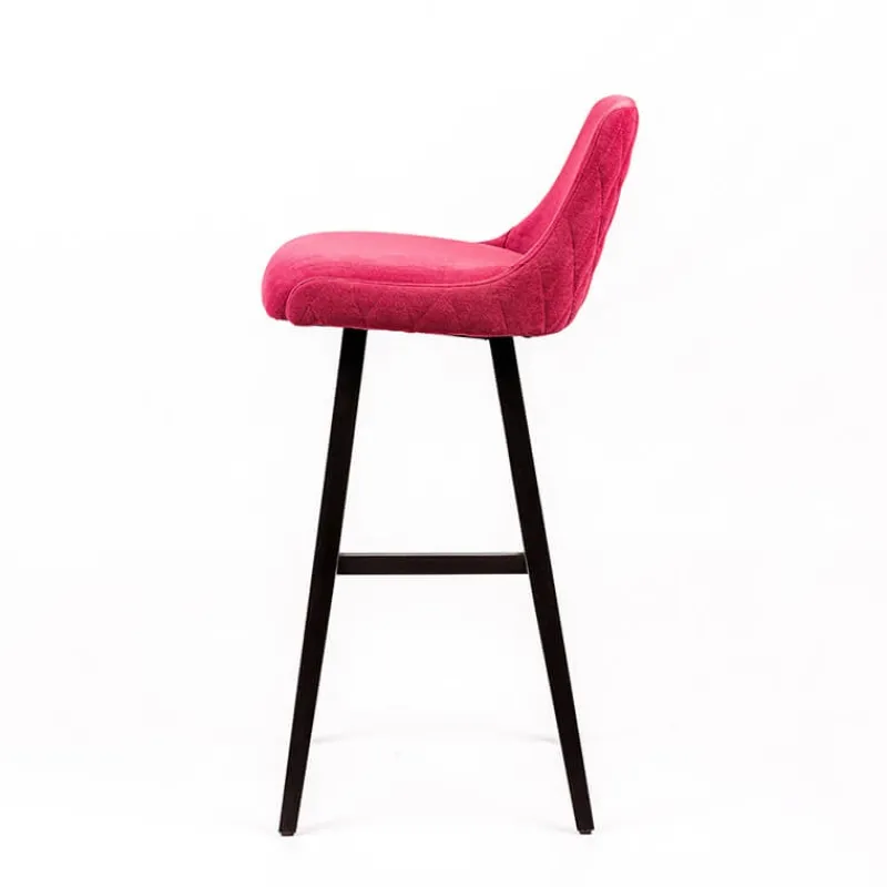 Sessio Lars diamant Tabouret de bar en tissu dos matelassé pieds bois* Tabouret De Bar (assise +/- 80 Cm)