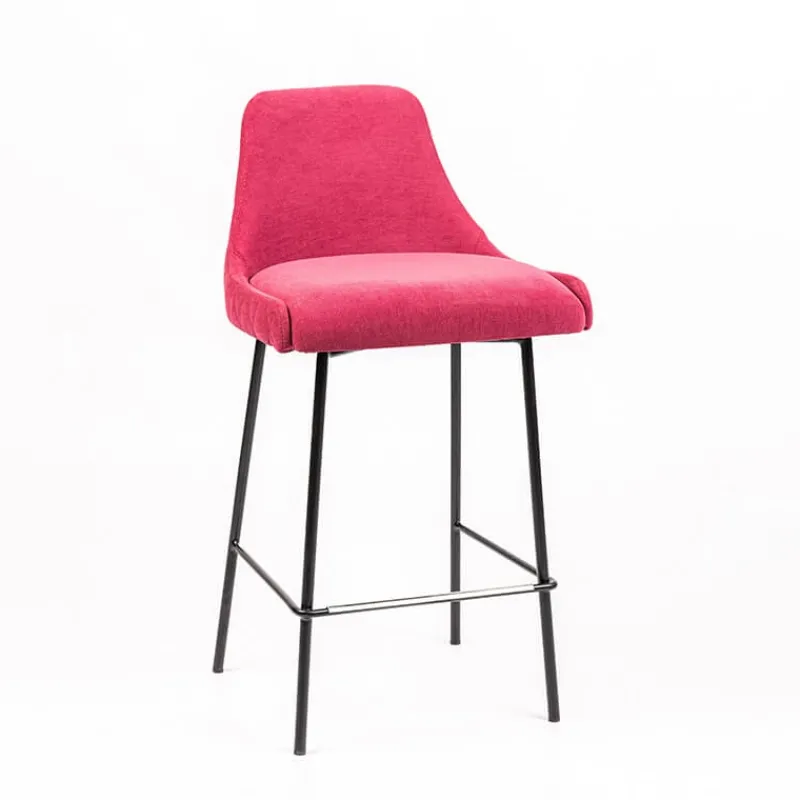 Sessio Lars diamant Tabouret snack en tissu dossier matelassé pieds en métal* Tabouret Snack (assise +/- 65 Cm)|Tabouret De Bar (assise +/- 80 Cm)