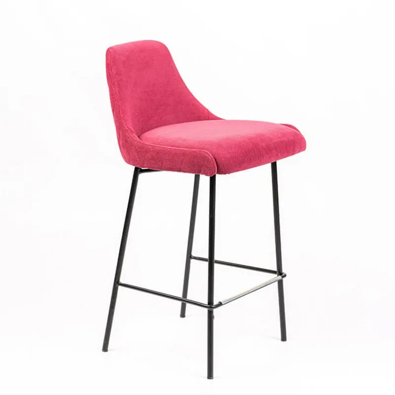 Sessio Lars diamant Tabouret snack en tissu dossier matelassé pieds en métal* Tabouret Snack (assise +/- 65 Cm)|Tabouret De Bar (assise +/- 80 Cm)