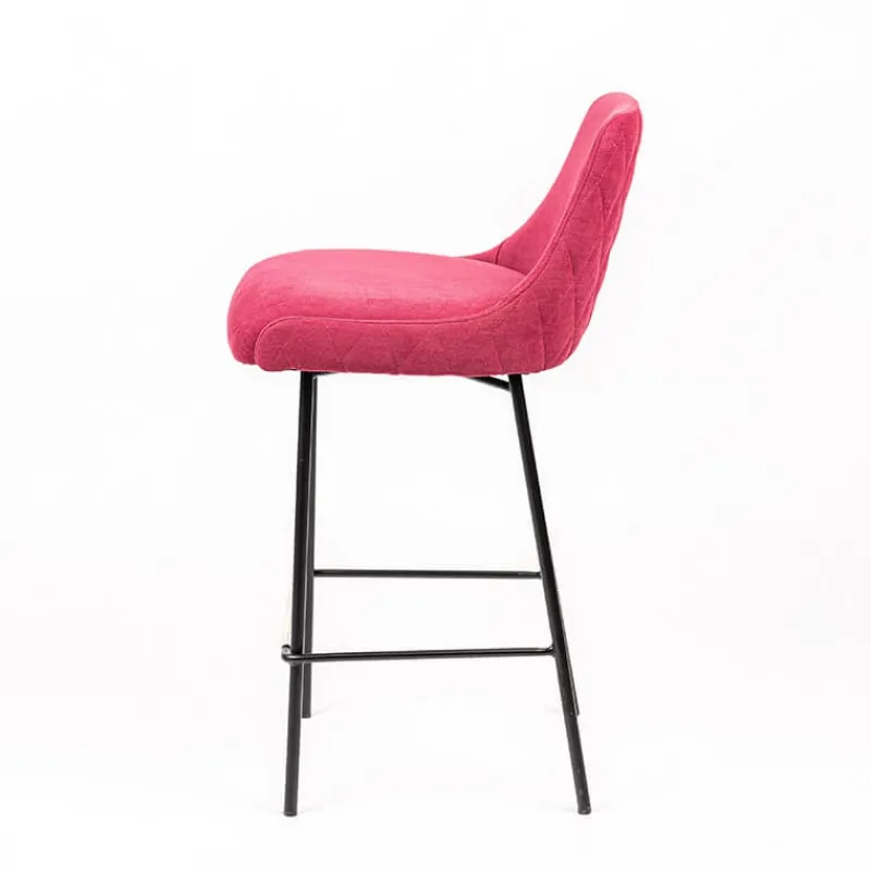 Sessio Lars diamant Tabouret snack en tissu dossier matelassé pieds en métal* Tabouret Snack (assise +/- 65 Cm)|Tabouret De Bar (assise +/- 80 Cm)