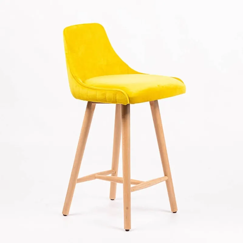Sessio Lars line Tabouret snack tissu dossier matelassé pieds bois* Tabouret Snack (assise +/- 65 Cm)|Tabouret De Bar (assise +/- 80 Cm)