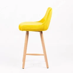 Sessio Lars line Tabouret snack tissu dossier matelassé pieds bois* Tabouret Snack (assise +/- 65 Cm)|Tabouret De Bar (assise +/- 80 Cm)