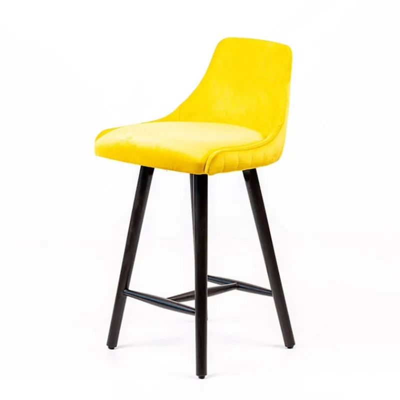 Sessio Lars line Tabouret snack tissu dossier matelassé pieds bois* Tabouret Snack (assise +/- 65 Cm)|Tabouret De Bar (assise +/- 80 Cm)