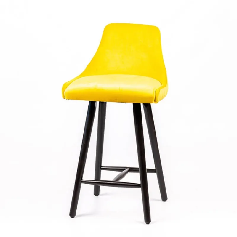 Sessio Lars line Tabouret snack tissu dossier matelassé pieds bois* Tabouret Snack (assise +/- 65 Cm)|Tabouret De Bar (assise +/- 80 Cm)