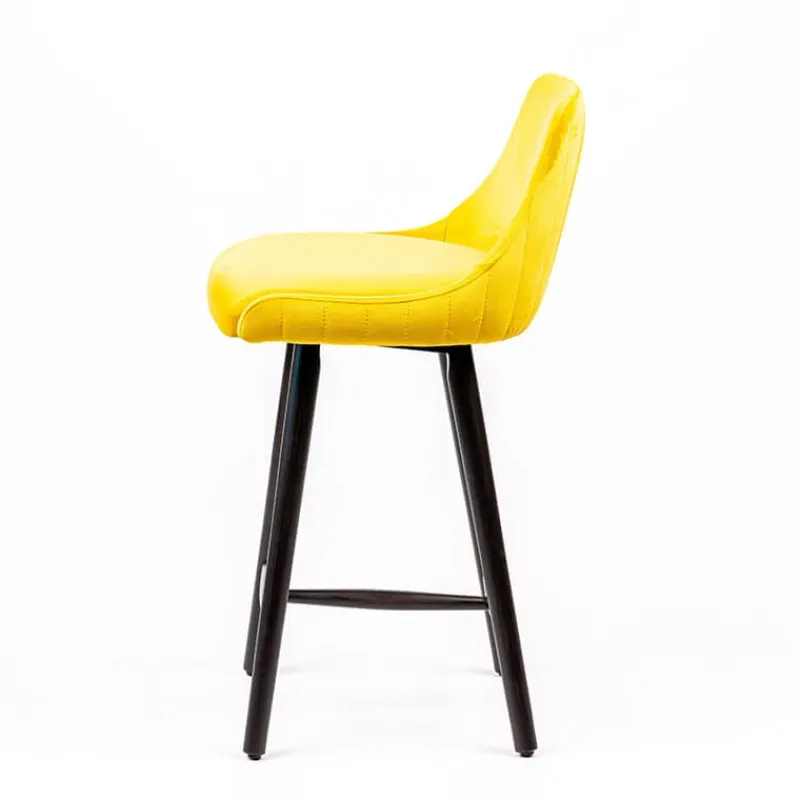 Sessio Lars line Tabouret snack tissu dossier matelassé pieds bois* Tabouret Snack (assise +/- 65 Cm)|Tabouret De Bar (assise +/- 80 Cm)