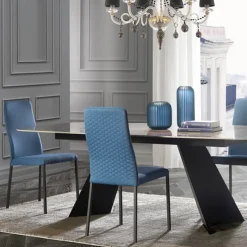 Europea Laura Chaise de salle à manger italienne en tissu bicolore* Chaise De Salle à Manger