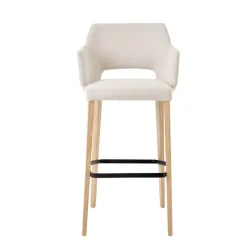 Mobitec Lena ® Tabouret de bar en tissu avec accoudoirs et pieds en bois* Tabouret De Bar (assise +/- 80 Cm)