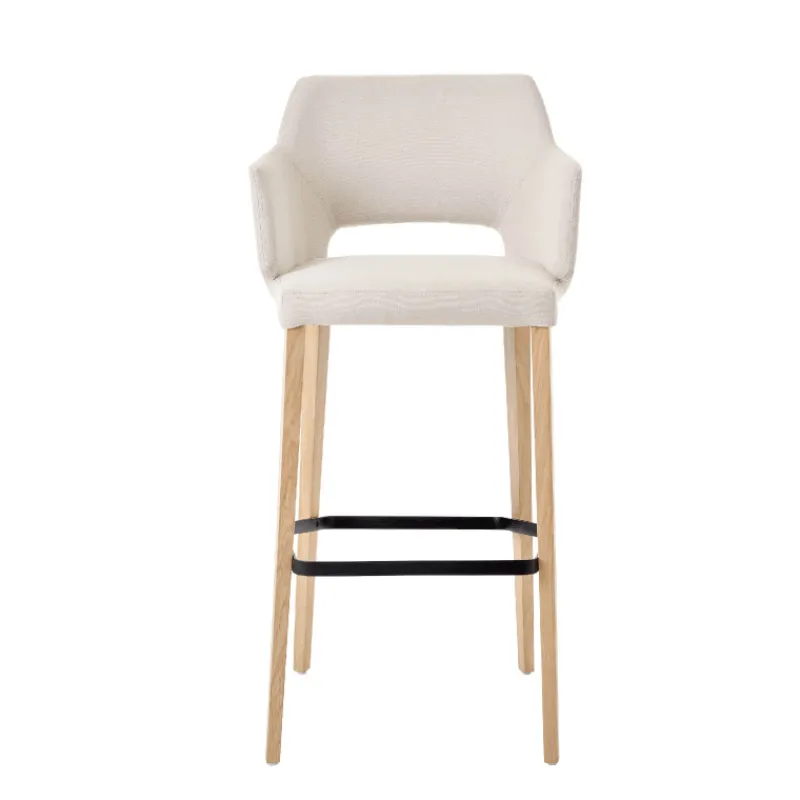 Mobitec Lena ® Tabouret de bar en tissu avec accoudoirs et pieds en bois* Tabouret De Bar (assise +/- 80 Cm)