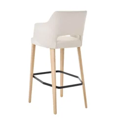Mobitec Lena ® Tabouret de bar en tissu avec accoudoirs et pieds en bois* Tabouret De Bar (assise +/- 80 Cm)