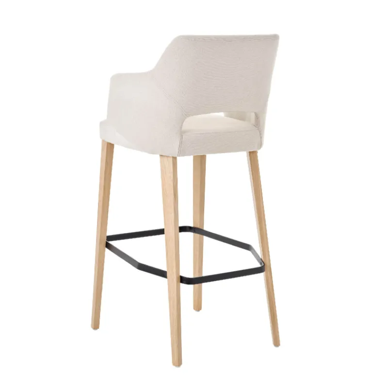 Mobitec Lena ® Tabouret de bar en tissu avec accoudoirs et pieds en bois* Tabouret De Bar (assise +/- 80 Cm)