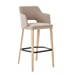 Mobitec Lena ® Tabouret de bar en tissu avec accoudoirs et pieds en bois* Tabouret De Bar (assise +/- 80 Cm)