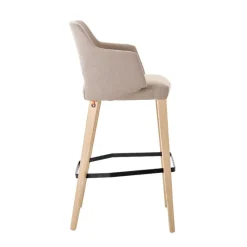 Mobitec Lena ® Tabouret de bar en tissu avec accoudoirs et pieds en bois* Tabouret De Bar (assise +/- 80 Cm)