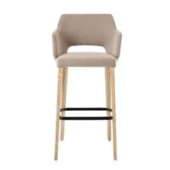 Mobitec Lena ® Tabouret de bar en tissu avec accoudoirs et pieds en bois* Tabouret De Bar (assise +/- 80 Cm)