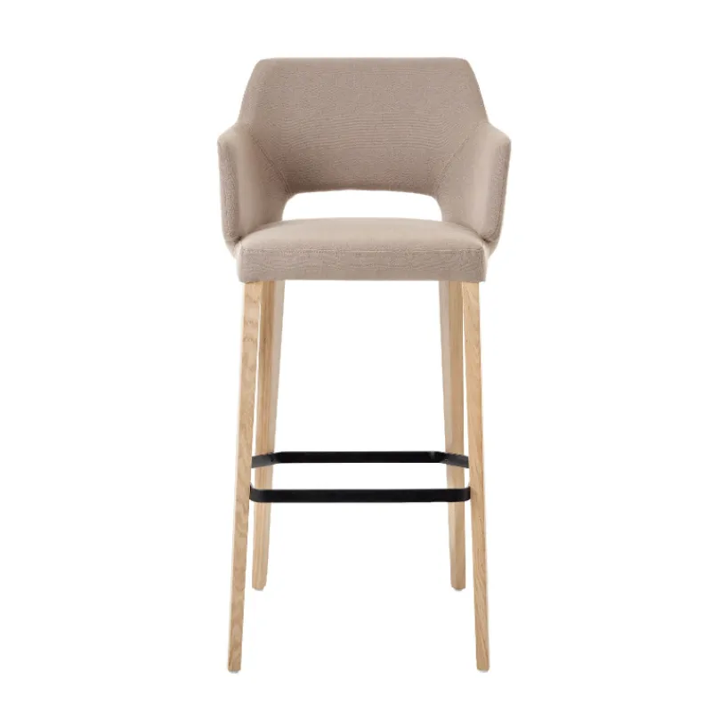 Mobitec Lena ® Tabouret de bar en tissu avec accoudoirs et pieds en bois* Tabouret De Bar (assise +/- 80 Cm)
